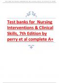 Test banks for Nursing Interventions & Clinical Skills, 7th Edition 2024 update  by perry et al complete