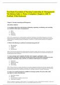 Test Bank Essentials of Nursing Leadership & Management 7th Edition Sally A&period; Weiss &vert; Complete Chapters &vert; 100 &percnt; Verified&comma; With Rationale