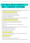  2023 HESI OB&sol;MATERNITY V 1 100&percnt; VERIFIED ANSWERS 