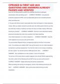 CPR&sol;AED & FIRST AID 2023 QUESTIONS AND ANSWERS ALREADY PASSED AND VERIFIED 