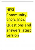 HESI Community 2023-2024 Questions and answers latest version