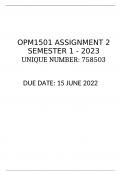 OPM1501 ASSIGNMENT 2 SEMESTER 1 - 2023