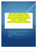 HESI EXIT EXAM 2023-2024 RN  VERIFIED 100&percnt; TEST BANK QUESTIONS & &OpenCurlyDoubleQuote;MOST&rdquo; ANSWERS &lpar;USED AS A STUDY GUIDE&rpar;