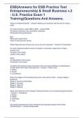 ESB(Answers for ESB Practice Test Entrepreneurship & Small Business v.2 - U.S. Practice Exam 1 Training)Questions And Answers.