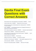 Davita Final Exam Questions with Correct Answers 