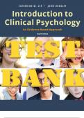 TEST BANK for Introduction to Clinical Psychology, 4th Edition by John Hunsley and Catherine Lee. ISBN-13 978-1119301516 (All 15 Chapters Q&A).