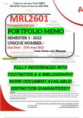 MRL2601 PORTFOLIO MEMO - MAY/JUNE 2023 - SEMESTER 1 - UNISA - (DETAILED ANSWERS - DISTINCTION GUARANTEED!)