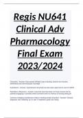 Regis NU641 Clinical Adv Pharmacology Final Exam 2023&sol;2024