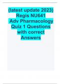 &lpar;latest update 2023&rpar; Regis NU641  Adv Pharmacology Quiz 1 Questions with correct Answers