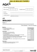 AQA AS BIOLOGY 7401&sol;2 and 7401&sol;1 Paper 1 and Paper 2 Mark scheme June 2022