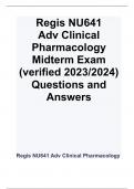 Regis NU641  Adv Clinical Pharmacology Midterm Exam &lpar;verified 2023&sol;2024&rpar; Questions and Answers