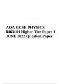 AQA GCSE PHYSICS 8463/1H Higher Tier Paper 1 JUNE 2022 Question Paper