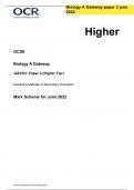 OCR BIOLOGY A GATEWAY  J247/03 : Paper 3 (Higher Tier) General Certificate of Secondary Education Mark Scheme for June 2022