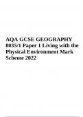 AQA GCSE GEOGRAPHY 8035/1 Paper 1 Living with the Physical Environment Mark Scheme June 2022