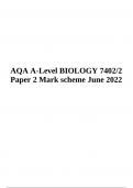 AQA A-Level BIOLOGY 7402/2 Paper 2 Mark scheme June 2022