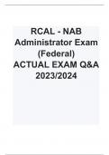 Complete Solution Package 2023/2024 RCAL - NAB Administrator Exam / NAB CORE Practice Exam 2023/2024 /NAB RCAL Exam / NAB EXAM 2023/2024