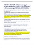 &ast;HURST REVIEW - Pharmacology &sol; HURST REVIEW Q bank&sol;Customize Quiz  &ndash; Pharmacology ACTUAL EXAM 2023&period;