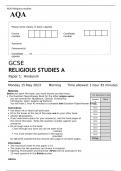 AQA GCSE RELIGIOUS STUDIES A Paper 1 MAY 2023 QUESTION PAPER&colon; Hinduism