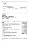 AQA GCSE RELIGIOUS STUDIES A Paper 1 MAY 2023 QUESTION PAPER&colon; Sikhism