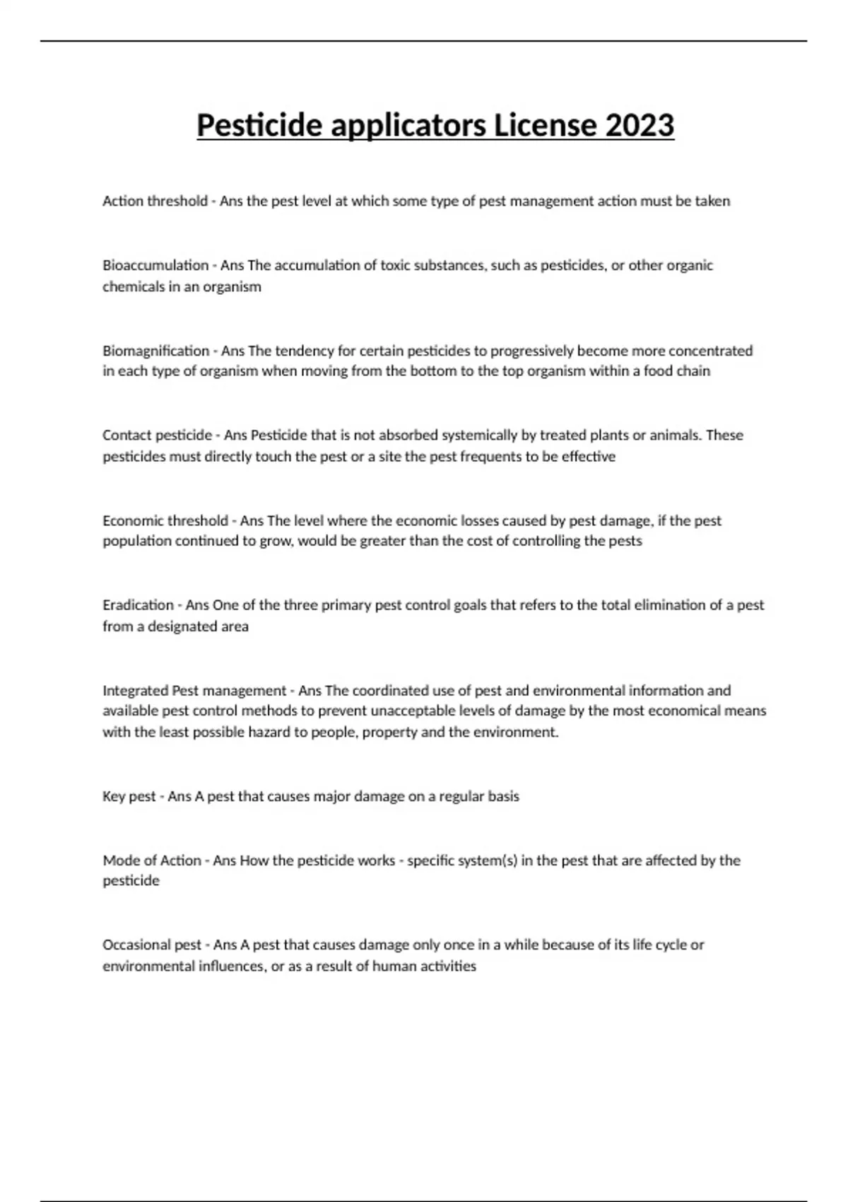 Pesticide applicators License 2023 Course Pesticide applicator