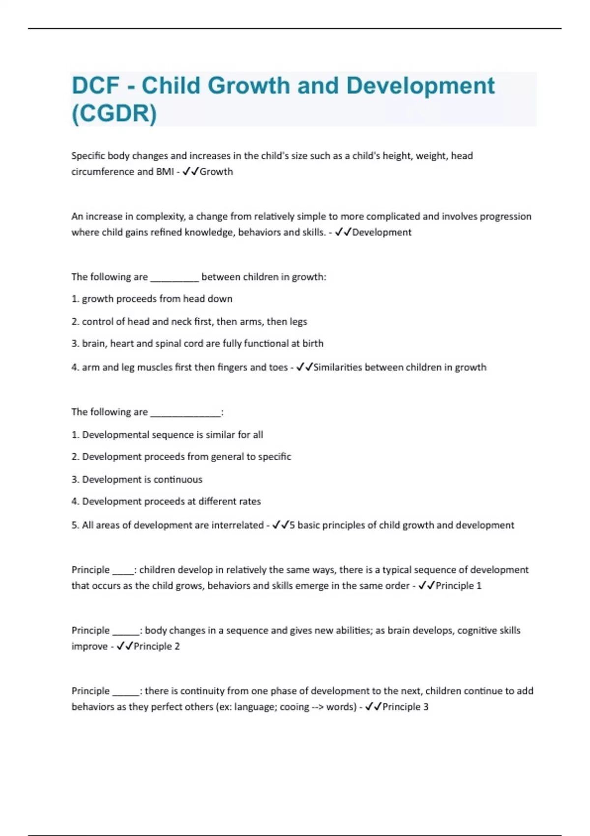 DCF - Child Growth and Development (CGDR) Bundled Exams with complete ...