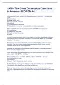 1930s The Great Depression Questions & Answers&lpar;SCORED A&plus;&rpar;