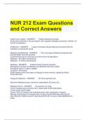 NUR 212 Exam Questions and Correct Answers 