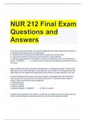 NUR 212 Final Exam Questions and Answers 
