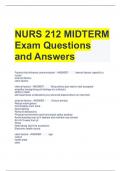 NURS 212 MIDTERM Exam Questions and Answers