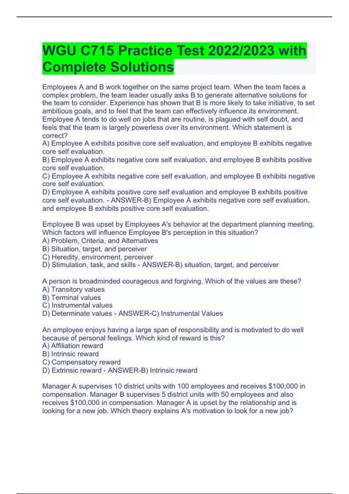 WGU C715 Practice Test 2022/2023 with Complete Solutions - WGU C715 ...