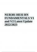 NUR301 HESI RN FUNDAMENTALS V1 and V2 Latest Update 2022/2023