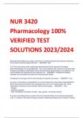 NUR 3420  Pharmacology 100%  VERIFIED TEST  SOLUTIONS 2023/202