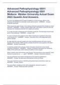 Advanced Pathophysiology 6501&sol; Advanced Pathophysiology 6501   Midterm  Walden University Actual Exam 2023 Questin And Answers&period;