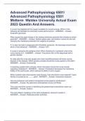 Advanced Pathophysiology 6501/ Advanced Pathophysiology 6501   Midterm  Walden University Actual Exam 2023 Questin And Answers.
