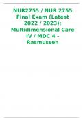 NUR2755 / NUR 2755 Final Exam (Latest 2022 / 2023): Multidimensional Care IV / MDC 4 - Rasmussen