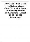 NUR2755 / NUR 2755 Multidimensional Care IV / MDC 4 Exam 3 Review Questions and Answers (Latest 2022 / 2023) Rasmussen