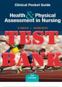 TEST BANK for Health & Physical Assessment in Nursing 3rd Edition by Donita D'Amico & Colleen Barbarito. ISBN-13 978-0133876406. (Complete 29 Chaters).