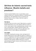 How do Islamic sacred texts influence Muslim beliefs and practices