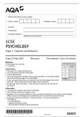 AQA GCSE PHYSCHOLOGY PAPER 1 CONGNITION AND BEHAVIOUR (8182-1 QUESTION PAPER MAY 2023)