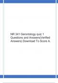 NR 341 Gerontology quiz 1 Questions and Answers(Verified Answers) Download To Score A.