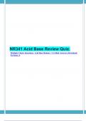  NR341 Acid Base Review Quiz. Multiple Choice Questions- Acid Base Balance  (Verified Answers) Download To Score A