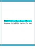 NR 341 Critical Care Exam 2 Review (Newest 2023/2024) Verified Content  
