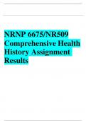 NRNP 6675&sol;NR509 Comprehensive Health History Assignment Results