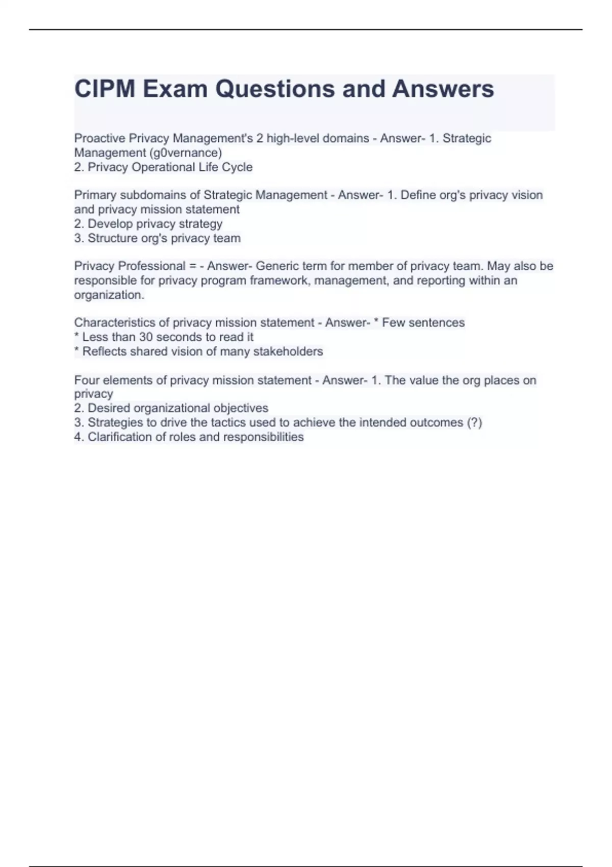LATEST CIPM Exam Q&A – Best Practice Questions For Exam Prep