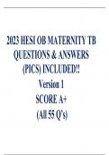 2023 HESI OB MATERNITY TB QUESTIONS & ANSWERS 