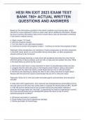 HESI RN EXIT 2023 EXAM TEST BANK 780+ ACTUAL WRITTEN QUESTIONS AND ANSWERS AND RATIONALE 