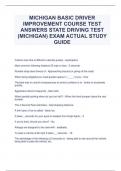 MICHIGAN BASIC DRIVER IMPROVEMENT COURSE TEST ANSWERS STATE DRIVING TEST &lpar;MICHIGAN&rpar; EXAM ACTUAL STUDY GUIDE