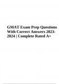GMAT Exam Prep Questions With Correct Answers 2023- 2024 | Complete Rated A+
