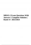 MRSO Exam Questions With Answers | Complete Solution | Rated A+ 2023/2024