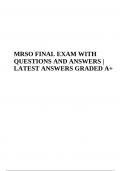 MRSO FINAL EXAM WITH QUESTIONS AND ANSWERS | LATEST ANSWERS GRADED A+